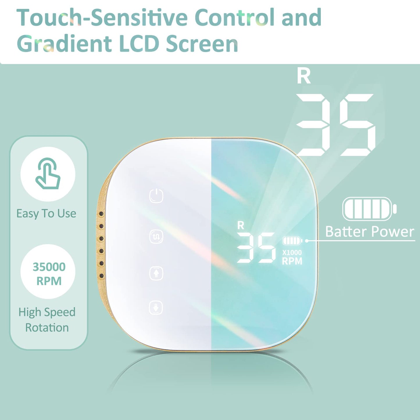 Madenia Rechargeable Nail Drill for Acrylic Nails, Professional 35000rpm Portable Nail Drill Cordless Manicure Drill Machine Nail Art Electric Nail File