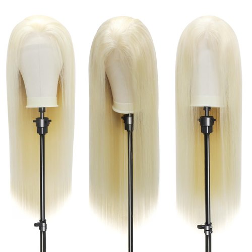 XFMF Straight Lace Front Wigs, 13x4 HD Transparent Straight Lace Frontal Wigs Human Hair with Baby Hair 180% Density Bleached Knots Virgin Glueless Human Hair Wigs (Blonde, 22 inch)