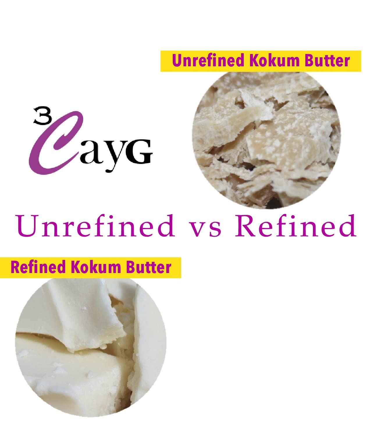 3CayG 5lb Raw Kokum Butter Pure for Lotion Making Soap Making Body Butters, and More
