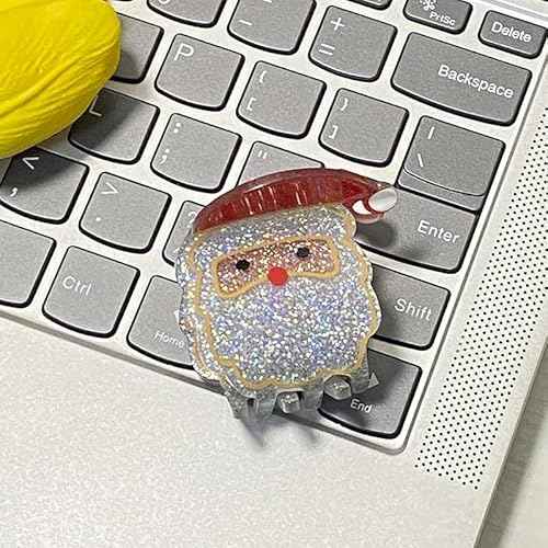 Santa Claus Christmas Hair Claw Clips - Cute Red Hat Glitter Resin Hair Claw Clips for Women, 1Pcs