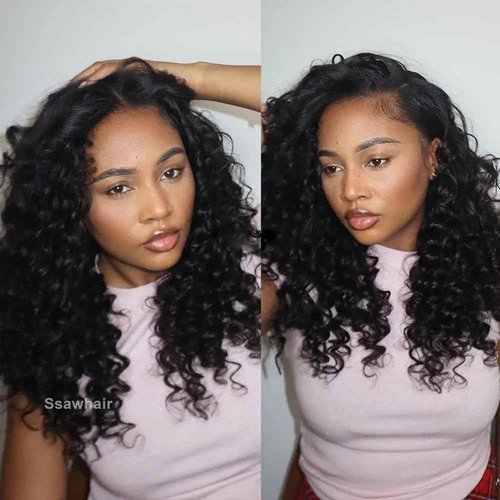 Ssawhair Deep Wave Crochet Human Hair Knotless Pre-Separated Deep Curly Human Hair With String Pre-Looped Reusable Feather Crochet Hair Extensions 16Inch 120g 100Strands