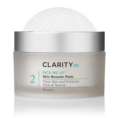 ClarityRx Pick Me Up Skin Booster Exfoliating Facial Pads, Natural Plant-Based Medicated Face Wipes for Acne-Prone & Aging Skin, Minimizes Pores, Fine Lines & Wrinkles (50 Count, 4 oz)