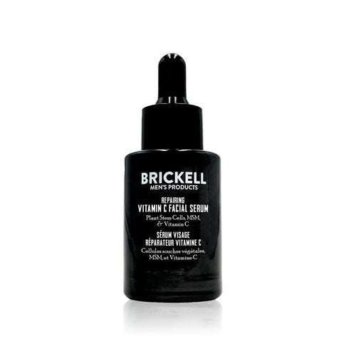 Brickell Men's Anti Aging Vitamin C Serum For Face, Repairing Night Facial Serum for Men, Natural and Organic Hyaluronic Acid Serum For Face to Diminish Wrinkles and Reduce Redness, 1 Ounce, Scented