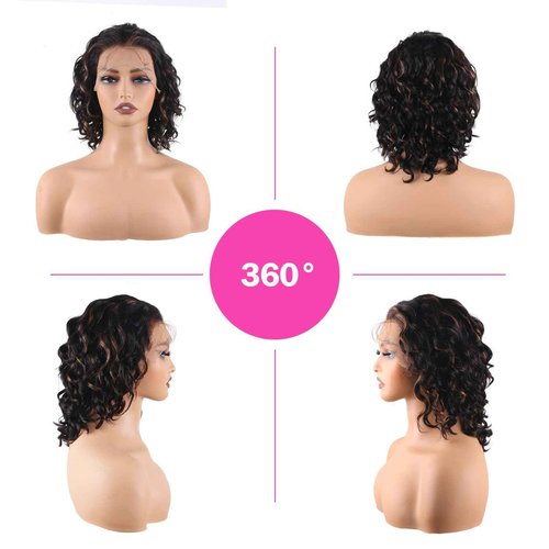 ManeMajesty 13x6 Lace Front Wigs Human Hair Balayage Highlight Ombre Body Wave Lace Front Wigs Human Hair Pre Plucked 180% Density HD Lace Glueless Wigs for Black Women 12 Inch FS1B/30