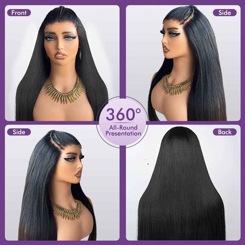 AMIRTY 250% Density Wear and Go Glueless Wigs Human Hair Pre Plucked Pre Cut Braided Wig Human Hair for Women 9X6 HD Lace Front Wig 12A Straight Lace Front Wig Human Hair With Natural Hairline 22Inch