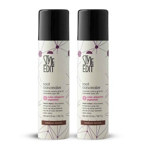 Style Edit Root Concealer Touch Up Spray | Instantly Covers Grey Roots | Professional Salon Quality Cover Up Hair Products for Women |Medium Brown 2 Ounce (Pack of 2)