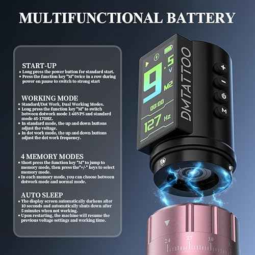 Tattoo Gun Kit Wireless Machine Kit 7 Strokes Length with 2300mAh Batteries Power Supply 11 Tattoo Ink 20 Pcs Tattoo Needle Cartridges for Beginner and Artist