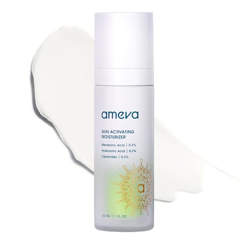 AMEVA Mevalonic Acid Skin Activating Moisturizer: 100% Plant-Based, Vegan, Anti-Aging Formula, For Sensitive Skin, Boosts Collagen, Hyaluronic Acid and Retinol, Reduces Redness, Jojoba Oil, Ceramides