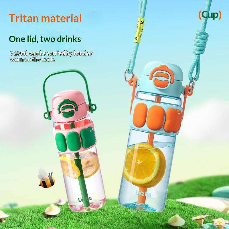 Large Capacity Reusable Water Bottle for Girls - Shatter-Resistant 720ml
