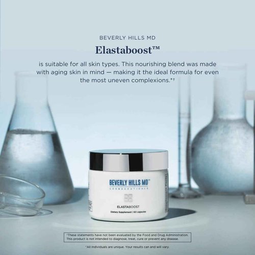 Beverly Hills MD Elastaboost Dietary Supplements for Aging Skin- Elastin Supporting Formula for Lifted, Firmer, Skin w/Hydrolyzed Elastin, Hyaluronic Acid, Vitamin C, Phytoceramides (60 Capsules)