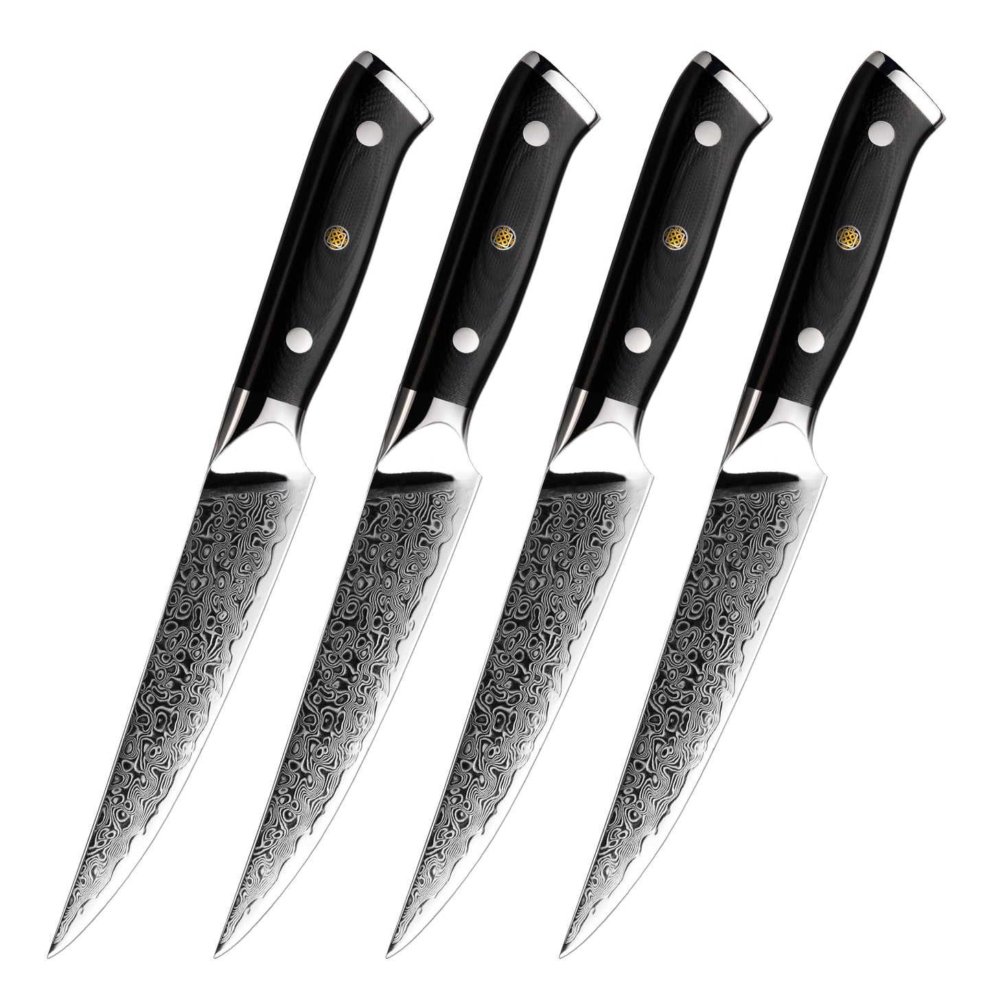 Damascus Steel Steak Knife Set - 4-Piece Kitchen Dining Cutlery