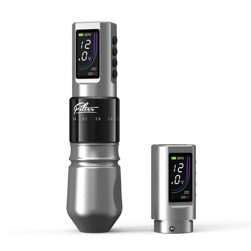 Filter Tattoo Gun - 7 Strokes 2.0-4.0mm Tattoo Machine Pen with Extra OLED Digital Display 1600mAh Battery Power Tattoo Kit for Beginners and Artists (X40 Sliver)