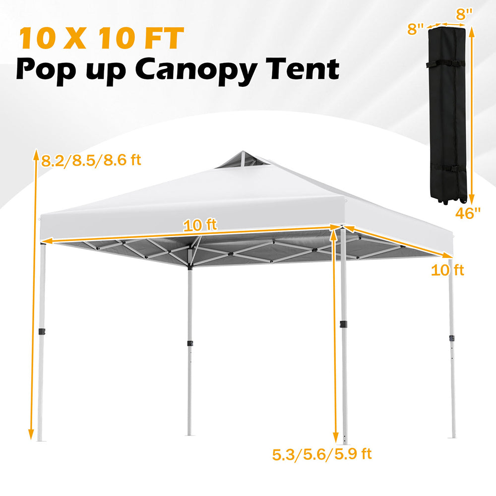 10x10 Pop Up Canopy Tent with Storage Bag - Multiple Colors