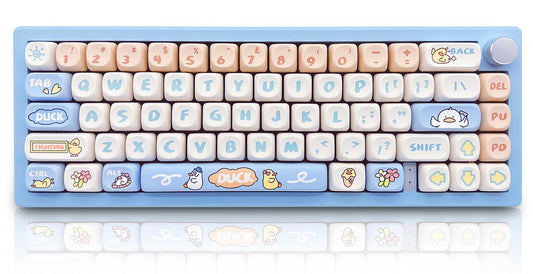 ZMX Cute Duck Keyboard Keycaps,MOA Profile 139 Keys Custom Keycaps Set Thick PBT Dye Sublimation Kawaii Round Key Cap for Cherry MX Switch 75% 60% 100-Percent Mechanical Gaming Keyboard