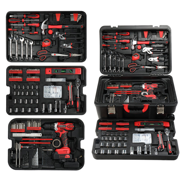 599-Piece Power Tool Set with 21V Cordless Drill and Rolling Toolbox