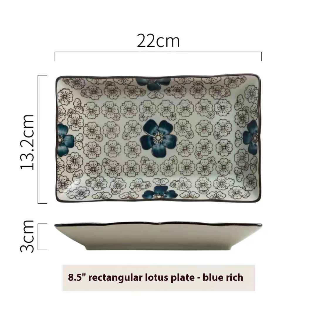 Ceramic Sushi Plate Rectangular 7.5 Inch Meal Tray for Kitchen Dining