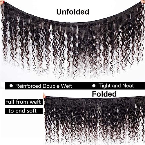Water Wave Bundles Human Hair Soft Brazilian Virgin Human Hair 100% Unprocessed Wet and Wavy Curly Bundles Natural Black Color Can Be Dyed Total 300g 16 18 20 Inch