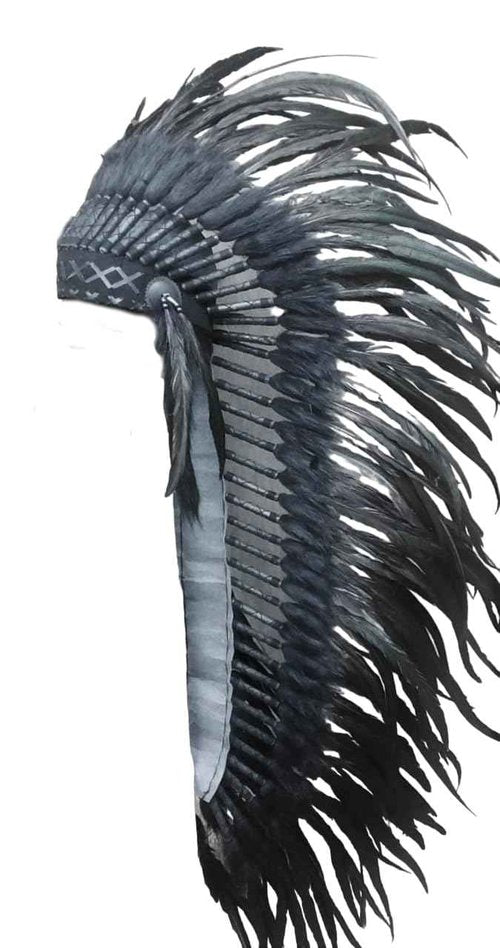 Theworldoffeathers TWF-C33 Extra Large rooster black feather Headdress (43 inch Long)