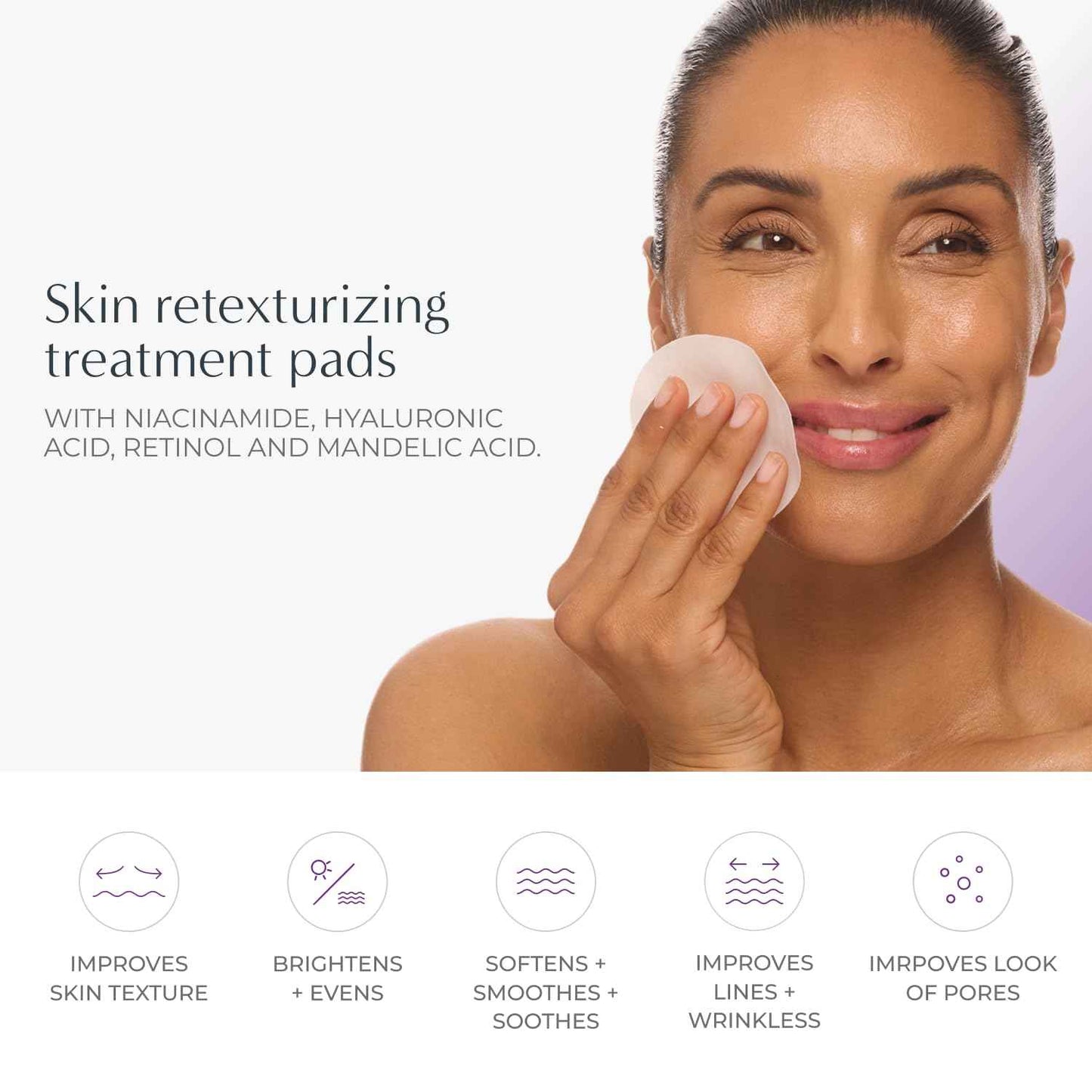 NassifMD Even, Correct & Renew Retexturizing Pads | Chemical Peel for Face | Whitehead, Closed Comedone and Acne Marks Skin Resurfacing Pads | Hyperpigmentation Treatment for Face