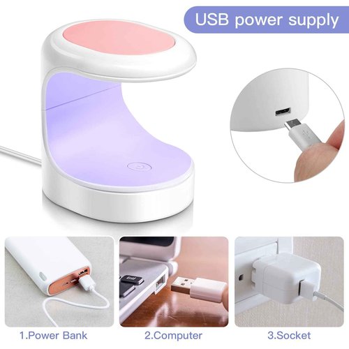 Madenia Professional Nail Drill Machine for Acrylic Nails and 16W Mini UV LED Nail Lamp, Pink