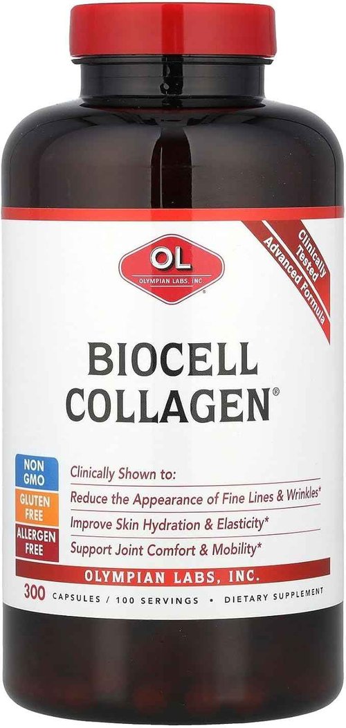 Olympian Labs Biocell Collagen II 1500mg Supplement Capsules Non-GMO, Gluten-Free, Allergan-Free - Supports Skin & Joint Health and Cartilage Producing Cells - Bulk 300 Capsules (100 Day Supply)