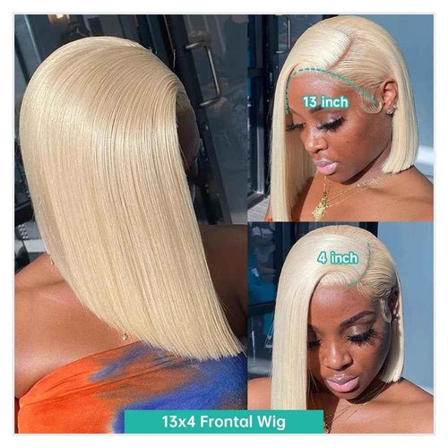 Blonde Bob Wig Human Hair 613 Lace Front Wigs Human Hair 200% Density 13x4 HD Lace Frontal Wig Pre Plucked With Baby Hair Glueless Short Straight Bob Wigs for Women (14 inch, 613 bob wig)