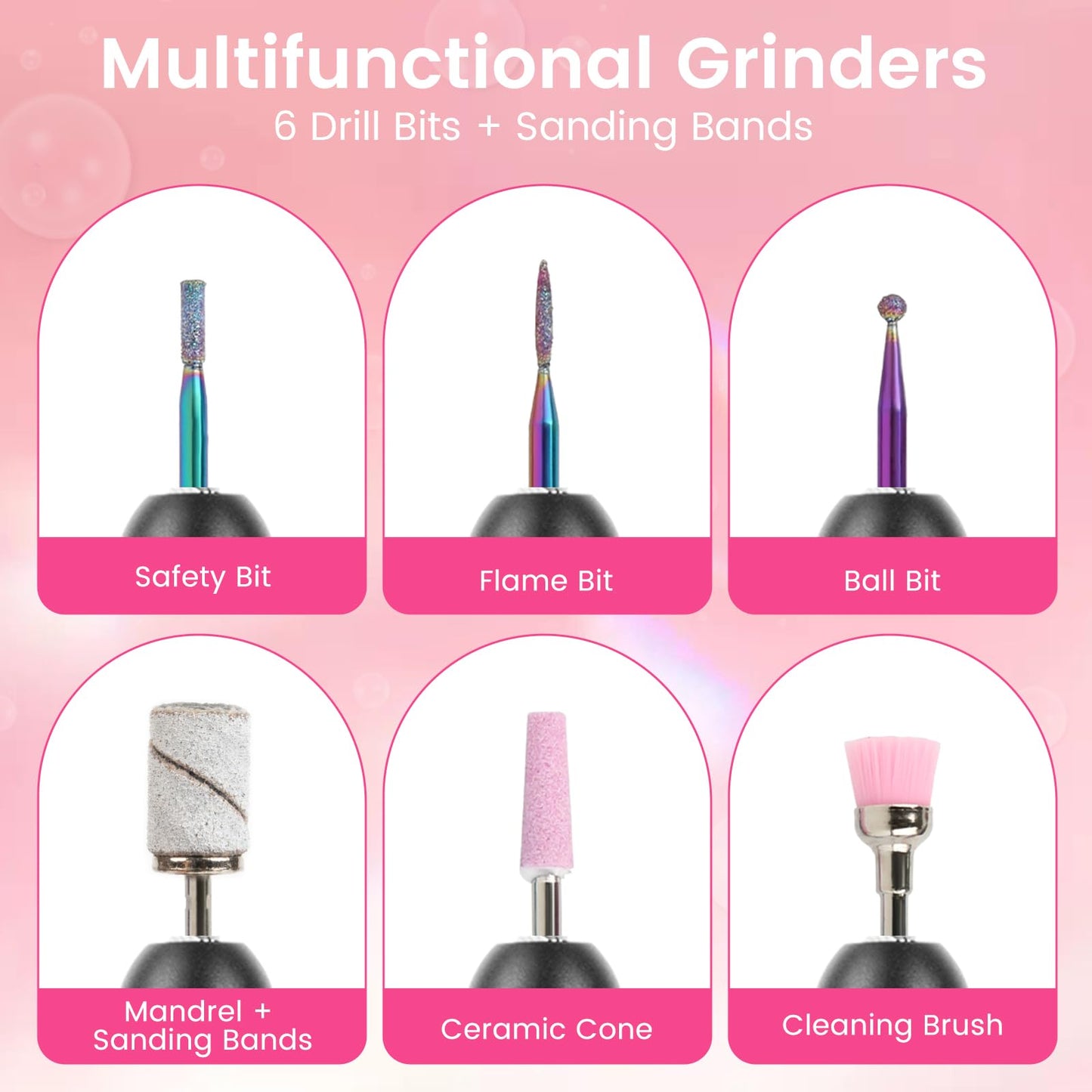 Lavinda Diamond Electric Nail Drill, Professional Rechargeable 35000RPM Electric Nail File Cordless Portable Nail Drill with Coreless Motor for Acrylic Nails (AB Rhinestone)