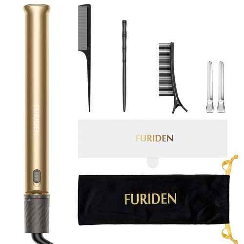 FURIDEN Curling Iron and Flat Iron in One, Hair Straightener Flat Iron for Women Global Use Travel Must Have, Professional Hair Tools(Gold)
