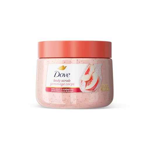 Dove White Peach & Crushed Rice Body Scrub Exfoliates and Deeply Nourishes for Smooth, Radiant Skin 15 oz
