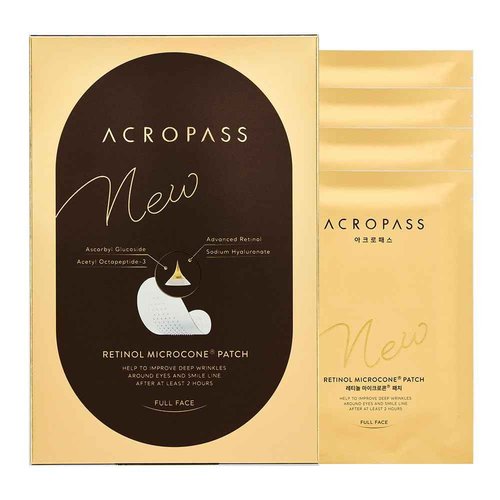 ACROPASS New Retinol Microcone Deep Wrinkle Patches, Retinol 3,300 IU/g, eyes, frown, smile line, and forehead wrinkles, Anti-Aging (Full Face, 20 Count)