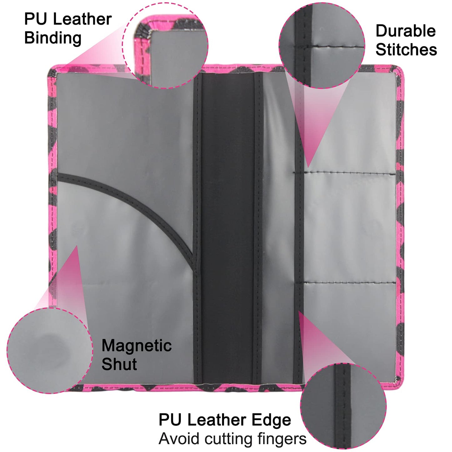 LumiMokki Premium Car Registration & Insurance Card Holder with Magnetic Shut, Vehicle Glove Box Car Organizer - For Documents, Cards, License (Leopard B)