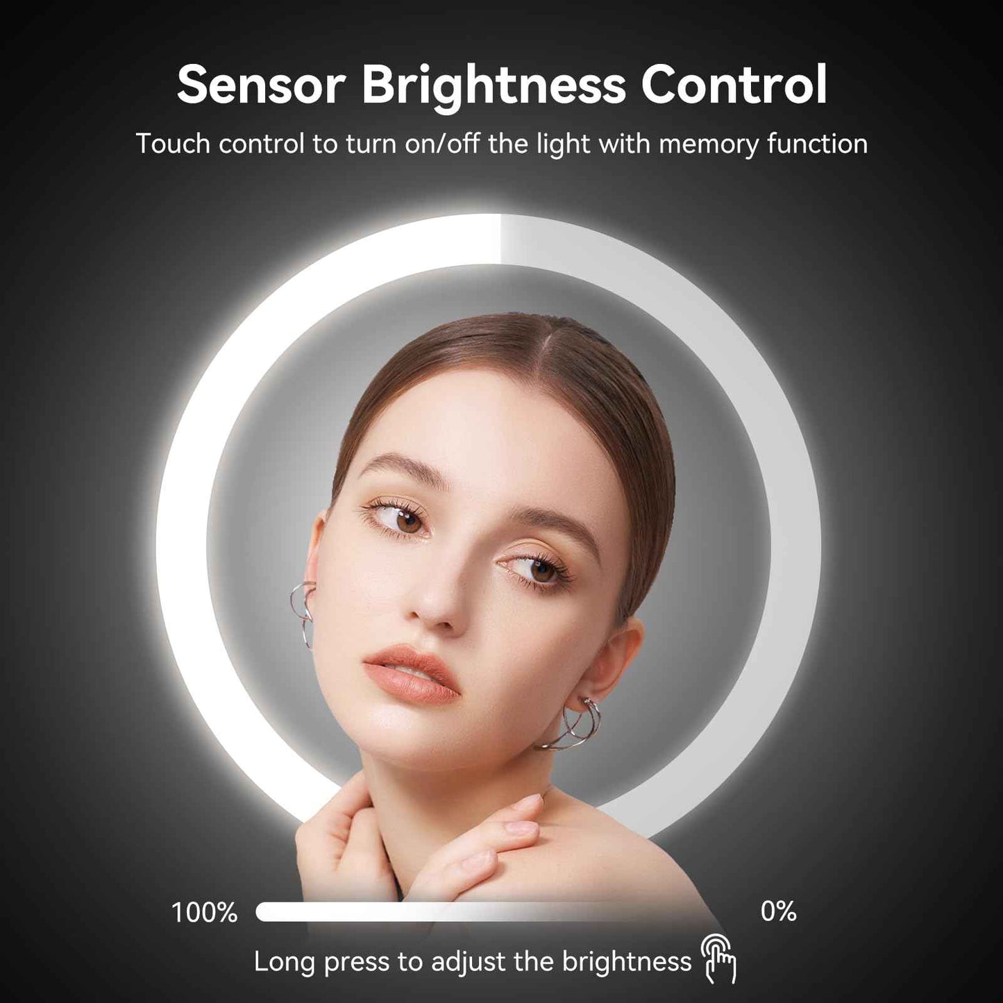 Nicesail 8” Rechargeable LED Magnifying Makeup Mirror with 3 Color Lights and 10X Magnification, Height Adjustable Stand up Lighted Magnifying Mirror, Double Sided 360°Rotation, Shiny Gold Finish