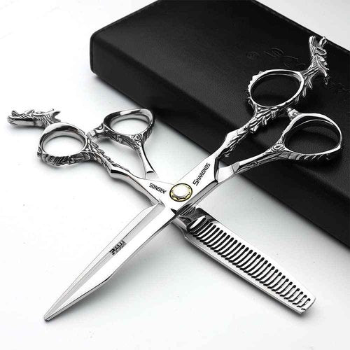 Sharonds 6/7 inch Professional Hair Cutting Scissors Set Hair Cutting Scissors Thinning Teeth Shears Set,Sliver Scissors,Barber,Salon,Hairdressing Scissors Kit,Japanese 440C Scissors (6-inch 3pc-A)