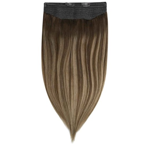 Full Shine Invisible Wire Hair Extensions Brown Ombre Hair Extensions Clip In Human Hair One Piece Hair Clip In Extensions 18 Inch 80G One Piece Human Hair Extensions Fish Line Extensions