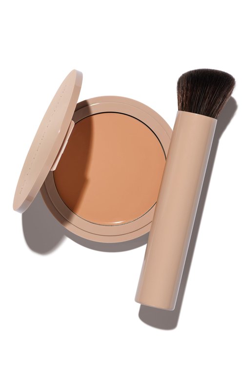No Makeup Makeup Long-Lasting Lightweight Foundation & Brush Duo | Cruelty-Free, Fragrance-Free, Buildable, Transfer-Proof Makeup (Light Medium)