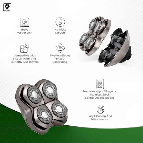 Skull Shaver Pitbull Silver Pro and Carver PRO 4 Head Replacement Blade Bundle