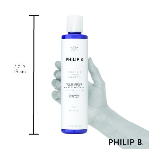 PHILIP B Icelandic Blonde Shampoo, 7.4 fl. oz. (220 ml) - Tone Correcting, Brightening, Eliminates Brassiness, For Blonde, Gray or Silver Hair