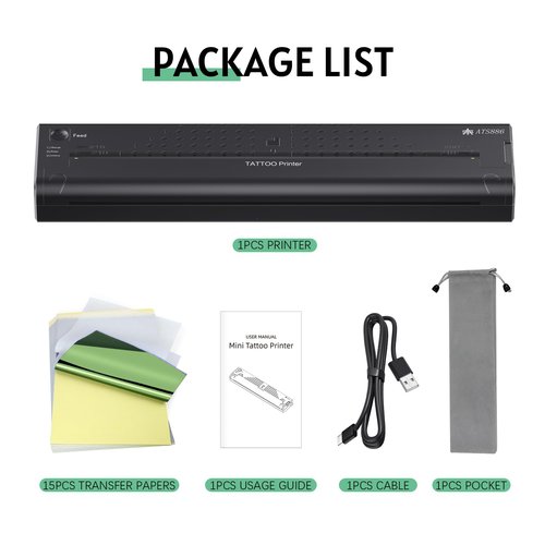 TATELF Tattoo Stencil Printer for tattooing with 15pcs Transfer Paper Portable Tattoo Transfer Stencil Thermal Machine Wireless