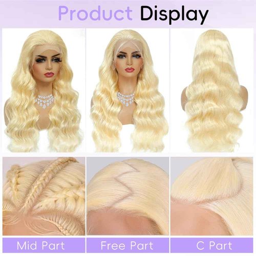 XIAPAY 13x6 613 Lace Front Wig Human Hair 28 Inch Blonde Wig Human Hair Body Wave Blonde Lace Front Wigs Human Hair 613 HD Frontal Wig 200% Density HD Lace Frontal Wigs Human Hair Pre Plucked
