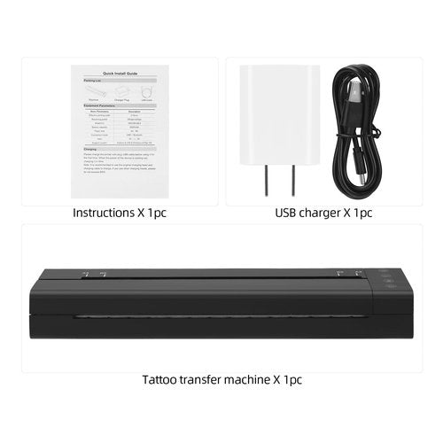 ATOMUS Tattoo Transfer Stencil Printer 113E Cordless Thermal Tattoo Machine Rechargeable USB Bluetooth Thermal Copier with 10pcs Transfer Papers Compatible with Smartphone & PC