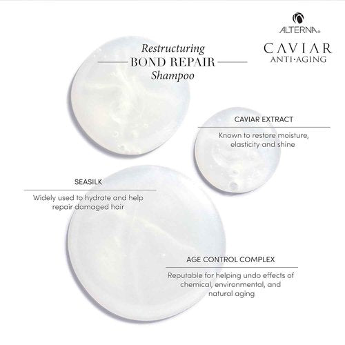 Alterna Haircare CAVIAR Anti-Aging Restructuring Bond Repair Shampoo and Conditioner Bundle, 16.5 oz | For Brittle, Damaged Hair | Repairs, Strengthens and Protects Damaged Hair | Sulfate Free