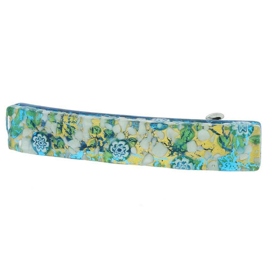 Glass Of Venice Murano Glass Venetian Reflections Hair Clip - Aqua Gold