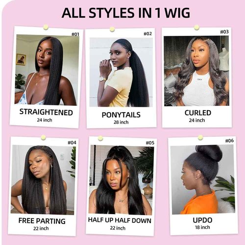 Alidiamond 360 Lace Front Wigs Human Hair Kinky Straight Wig 360 Frontal Wigs for Black Women 16 Inch 180% Density Yaki Straight 360 Full Lace Wigs with Baby Hair Natural Color