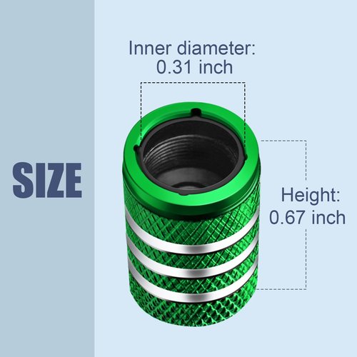 Tire Valve Stem Caps Cover - (5 Pack) Tire Air Cap N2 Nitrogen Metal with Plastic Liner Corrosion Resistant Leak-Proof for Car Truck Motorcycle Bike Green