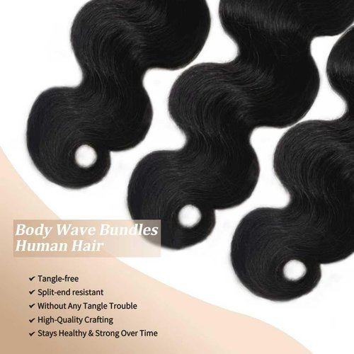12A Unprocessed Brazilian Human Hair Body Wave human hair bundles 3 Bundles 18 20 22 Inch 300g/Pack Natural Black soft Smooth Double Weft Quick Weft Extensions for Women