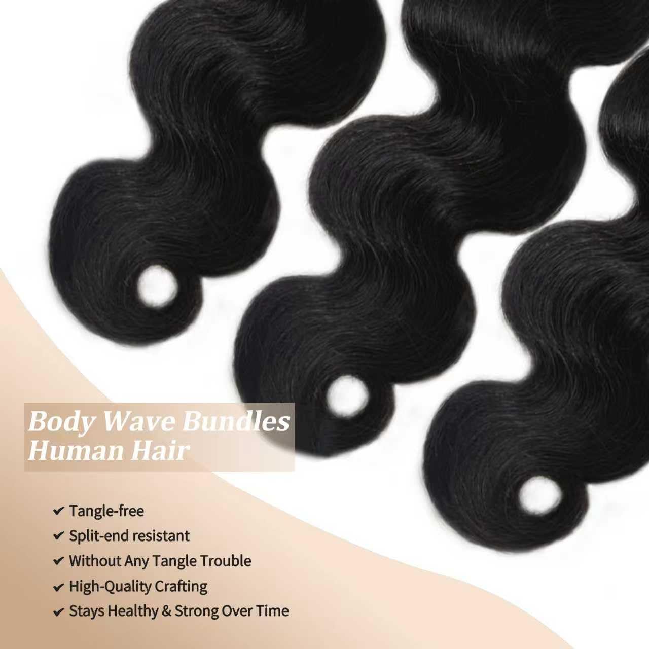 12A Unprocessed Brazilian Human Hair Body Wave human hair bundles 3 Bundles 20 22 24 Inch 300g/Pack Natural Black soft Smooth Double Weft Quick Weft Extensions for Women
