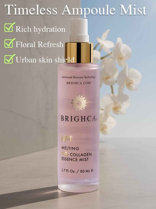 BRIGHCA Melting 90% Collagen Essence Mist – Marine Collagen Face Spray, Hydrating & Anti-Aging, Soothing K-Beauty Skincare, Instant Refresh for Radiant Skin (2.7 fl oz)