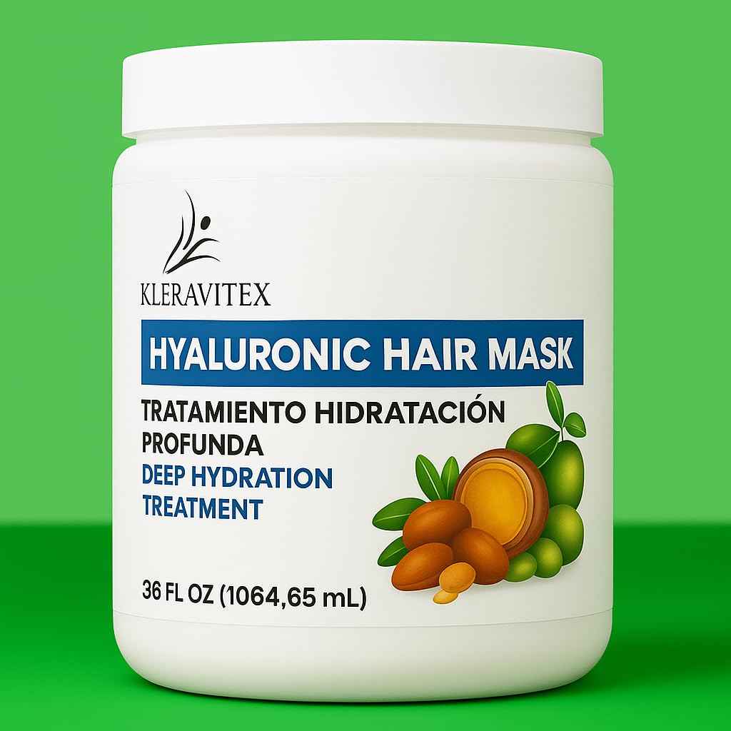 Kleravitex Hyaluronic Hair Mask Formulated With a Rich Blend of Olive Oil and Jojoba Oil to Provide Intense and Lasting Hydration for Dry or Damaged Hair, Restore Vitality and Shine (60 OZ)