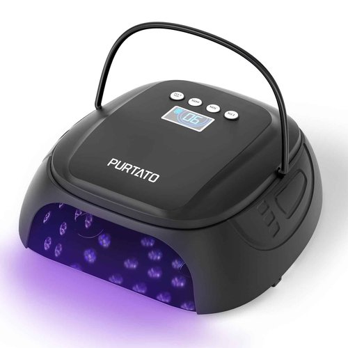 Purtato 126W Cordless Rechargeable UV LED Nail Lamp, Fast Curing Gel Nail Dryer with 4 Timers, Portable Professional Nail Light for Salon and Home (Matte Black)