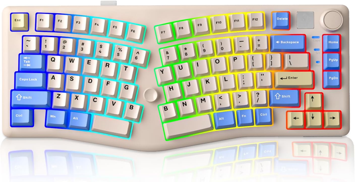 A75 Alice Keyboard, Tri-Mode Ergonomic Gaming Keyboard with RGB Backlit Functional Knob Joystick, 75% Layout Hot-Swap Gasket Custom Keyboards for Win Mac PC Gamer-Black